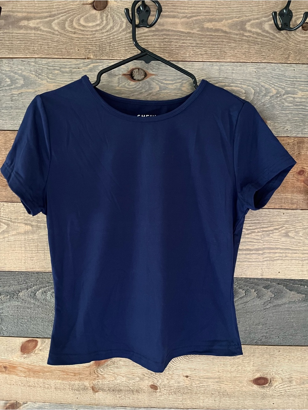 SHEIN Classic Women's Navy Short-Sleeve Crewneck Top Size L